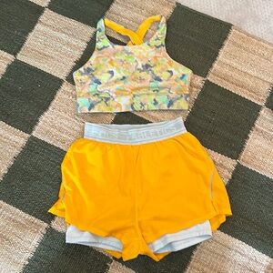 Matching sports bra and shorts set from Fabletics